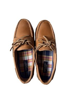Sperry A/O Sahara Boat Shoes Women 9.5 Brown Leather Honey Sole New